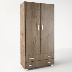Ντουλάπα δίφυλλη σε χρώμα καρυδί 105x50x180