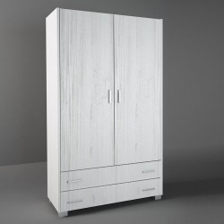 Ντουλάπα δίφυλλη σε χρώμα λευκό ρουστίκ 105x50x180