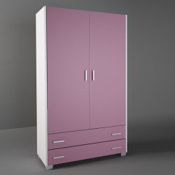 Ντουλάπα παιδική δίφυλλη σε χρώμα λευκό ρουστίκ-ροζ 105x50x180