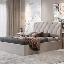 Κρεβάτι διπλό "BED2" από ύφασμα σε χρώμα γκρι 160x200