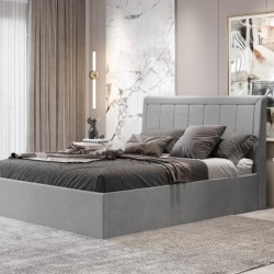 Κρεβάτι διπλό "BED10" από ύφασμα σε χρώμα ανθρακί 160x200