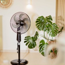 Ανεμιστήρας δαπέδου TURBO με ορθοστάτη τηλεχειριζόμενος σε μαύρο χρώμα 46” 80W