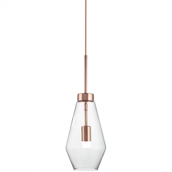 Φωτιστικό Κρεμαστό Μονόφωτο Γυάλινο με Χαλκό G9 Φ17x140cm