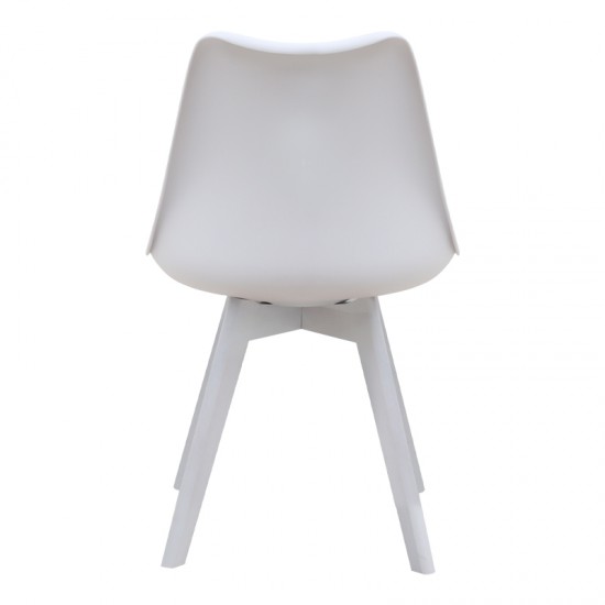 Καρέκλα τραπεζαρίας Viva Megapap PP - PU λευκό - ξύλινο λευκό πόδι 48,5x54x80εκ.