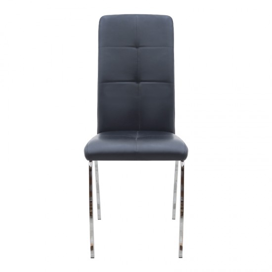 Καρέκλα τραπεζαρίας Alma Megapap μαύρο PU - μεταλλικό πόδι χρωμίου 42x53x97εκ.