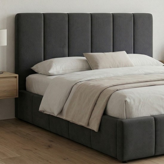 Κρεβάτι Nival Megapap υφασμάτινο με αποθηκευτικό χώρο χρώμα ανθρακί 160x200εκ.