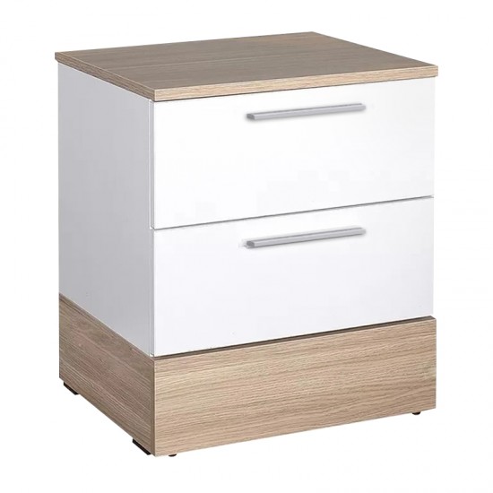 Κομοδίνo Base Megapap χρώμα λευκό - sonoma 45x40x52εκ.