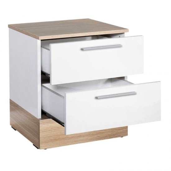Κομοδίνo Base Megapap χρώμα λευκό - sonoma 45x40x52εκ.