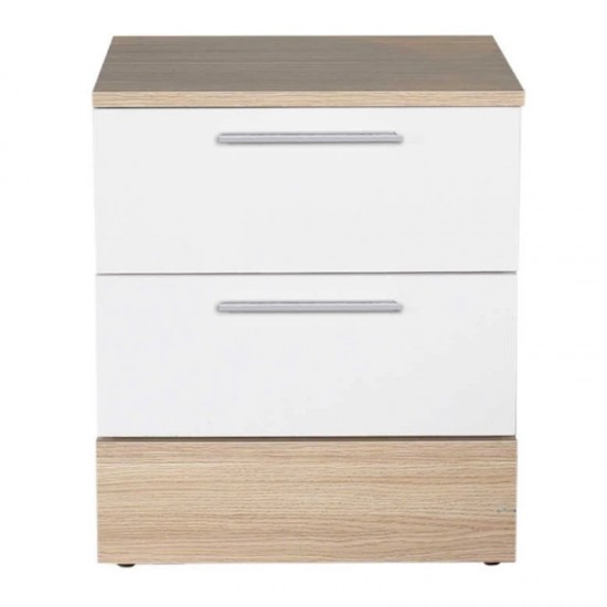 Κομοδίνo Base Megapap χρώμα λευκό - sonoma 45x40x52εκ.