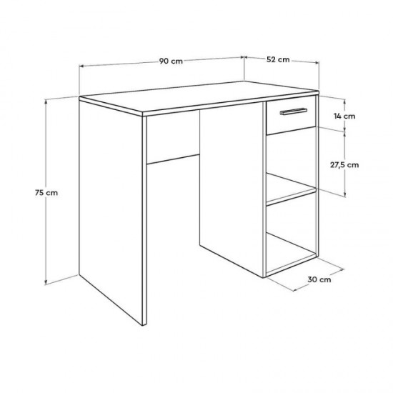 Γραφείο εργασίας Concept Pc Megapap χρώμα λευκό 90x52x75εκ.