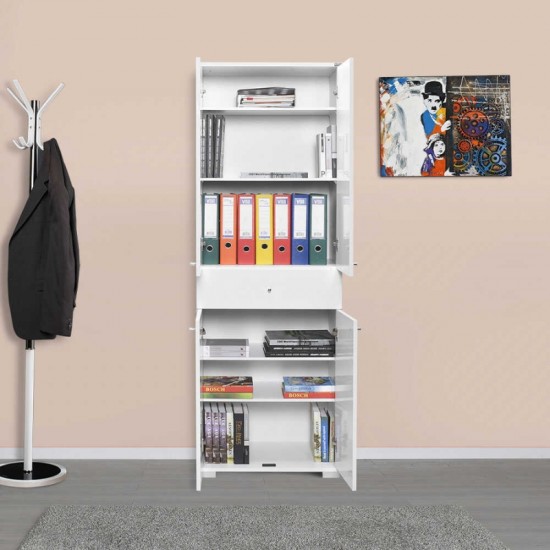 Ντουλάπα ρούχων Diamond Megapap δίφυλλη χρώμα λευκό gloss 60x38x187εκ.