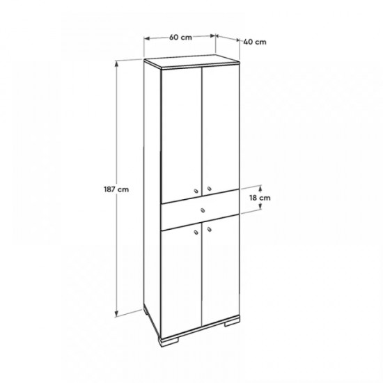 Ντουλάπα ρούχων Diamond Megapap δίφυλλη χρώμα λευκό gloss 60x38x187εκ.