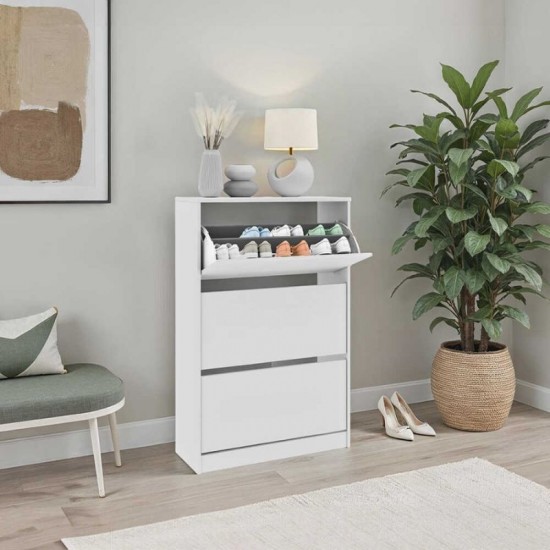 Παπουτσοθήκη Flat Duo Megapap 18 ζεύγων χρώμα λευκό 73x26x119εκ.