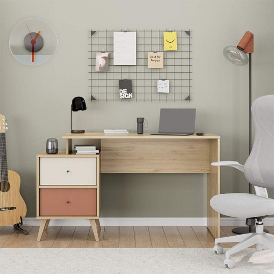 Γραφείο εργασίας Terra Megapap χρώμα florida oak 129x55x75εκ.