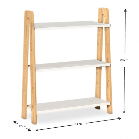 Βιβλιοθήκη Como Megapap χρώμα λευκό - oak 63x22x80εκ.
