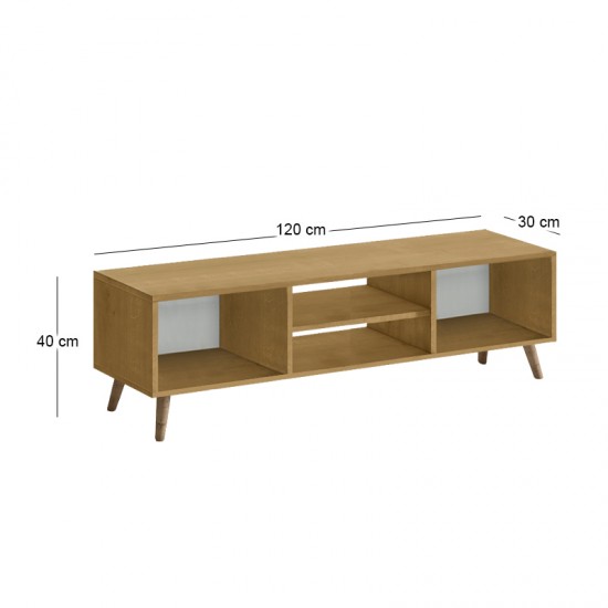 Έπιπλο τηλεόρασης Loren Megapap χρώμα sapphire oak 120x30x40εκ.