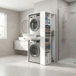 Έπιπλο πλυντηρίου - στεγνωτηρίου Bace Megapap χρώμα λευκό 90x60x187εκ.