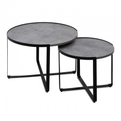 Σετ τραπεζάκια σαλονιού Davis Megapap 2τμχ. χρώμα γκρι σκυροδέματος 70x69x46εκ.