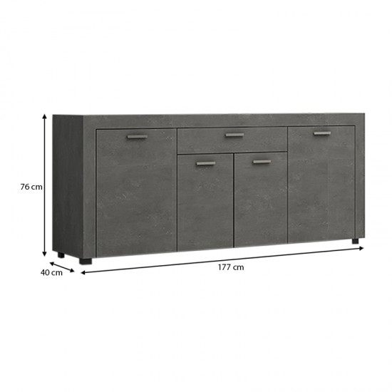 Μπουφές Joseph Megapap χρώμα γκρι σκυροδέματος 177x40x76εκ.