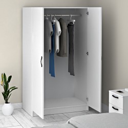 Ντουλάπα ρούχων Victoria Megapap δίφυλλη χρώμα λευκό 100x60x181εκ.