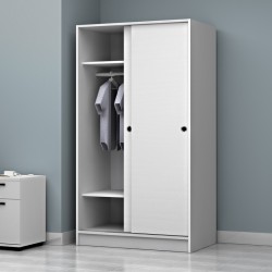 Ντουλάπα ρούχων Regio Megapap δίφυλλη συρόμενη χρώμα λευκό 100x60x181εκ.