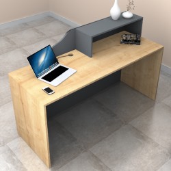 Γραφείο υποδοχής - reception Lione Megapap χρώμα φυσικό οξιάς - ανθρακί 160x60x100εκ.