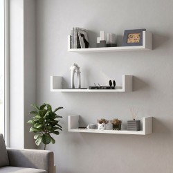 Ραφιέρα τοίχου Dark Megapap 3 τεμαχίων χρώμα λευκό 60x15x12εκ.