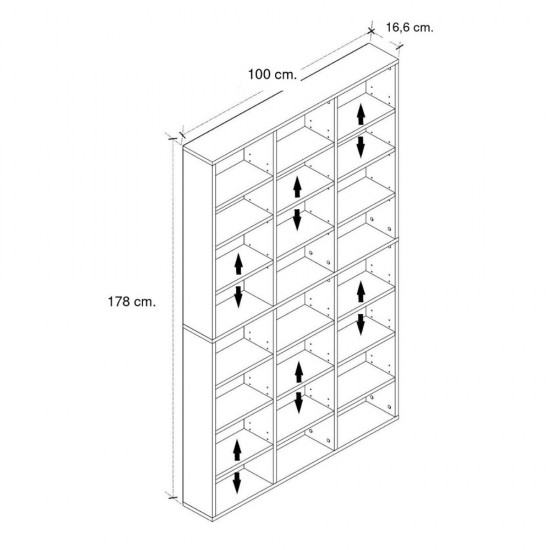 Βιβλιοθήκη Diamond Megapap χρώμα καρυδί 100x16,6x178εκ.