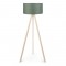 Φωτιστικό δαπέδου Rosling Megapap Mdf/ύφασμα Pvc χρώμα φυσικό/χακί 38x38x140εκ.