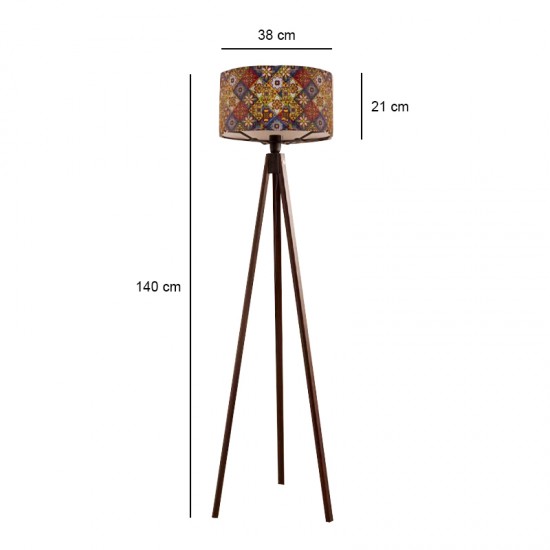 Φωτιστικό δαπέδου Rosling Megapap Mdf/ύφασμα Pvc χρώμα καρυδί - πολύχρωμο 38x38x140εκ.