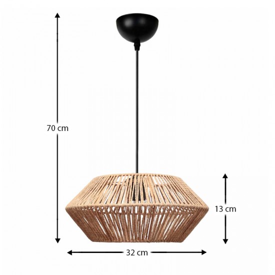 Φωτιστικό οροφής Castel Megapap E27 από σχοινί μονόφωτο χρώμα φυσικό Ø32x70εκ.