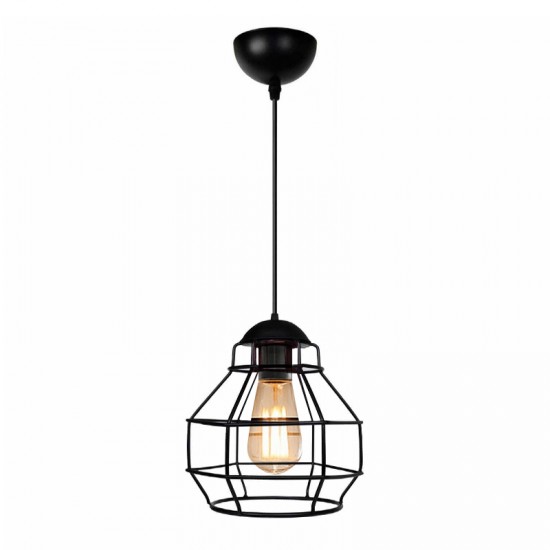 Φωτιστικό οροφής Rilo Megapap E27 μεταλλικό μονόφωτο χρώμα μαύρο Ø16x100εκ.