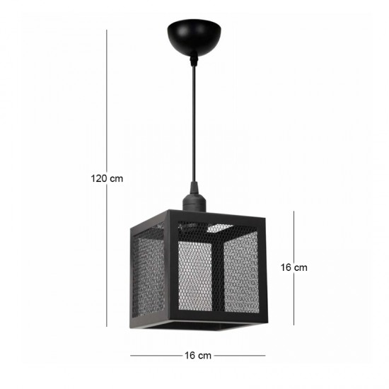 Φωτιστικό οροφής Kivo Megapap E27 μεταλλικό μονόφωτο χρώμα μαύρο 16x16x120εκ.