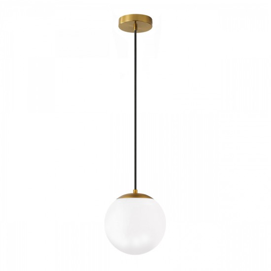 Φωτιστικό οροφής Lumi Megapap E27 γυάλινο μονόφωτο χρώμα χρυσό - λευκό Ø15x120εκ.