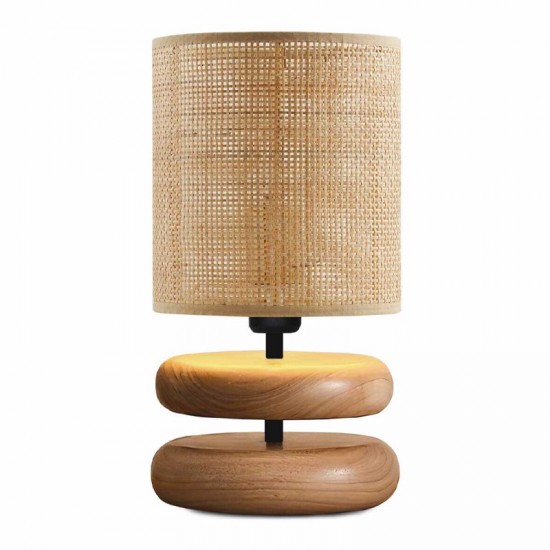 Φωτιστικό επιτραπέζιο Lucia Megapap E14 ξυλινο - pe rattan χρώμα φυσικό Ø15x35εκ.