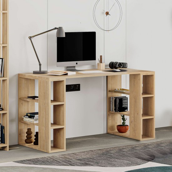 Γραφείο εργασίας Colmar Megapap χρώμα sapphire oak 140x60x75εκ
