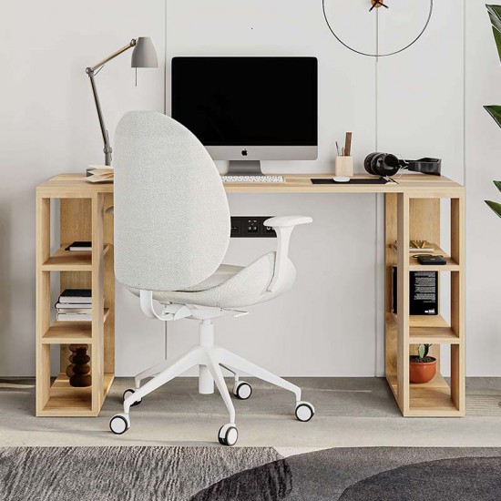 Γραφείο εργασίας Colmar Megapap χρώμα sapphire oak 140x60x75εκ