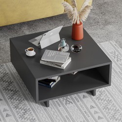 Τραπεζάκι σαλονιού Hola Megapap χρώμα ανθρακί 60x60x32εκ.