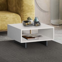 Τραπεζάκι σαλονιού Hola Megapap χρώμα λευκό - ανθρακί 60x60x32εκ.