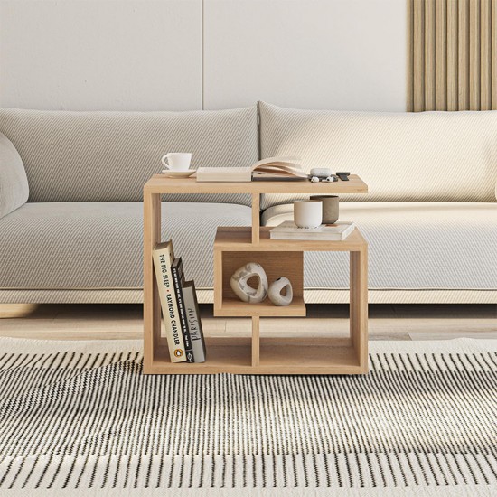 Τραπεζάκι βοηθητικό Labirent Megapap χρώμα sapphire oak 54x40x45εκ.