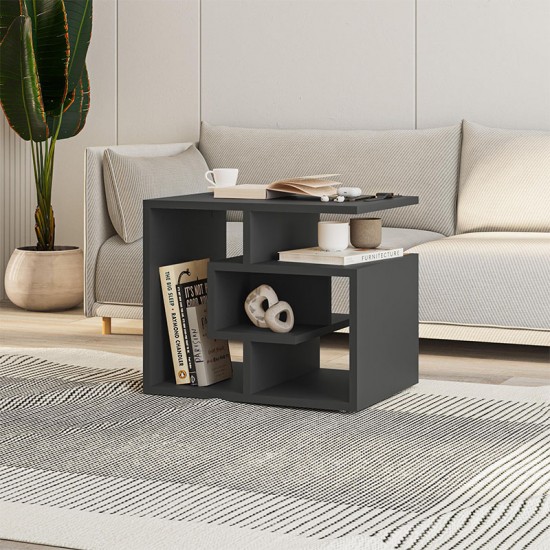 Τραπεζάκι βοηθητικό Labirent Megapap χρώμα ανθρακί 54x40x45εκ.