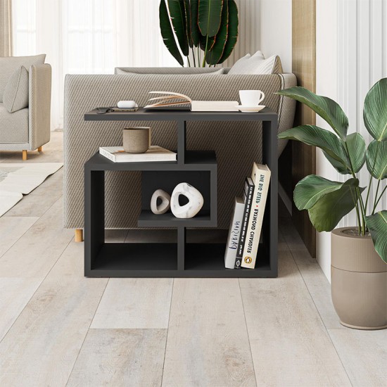 Τραπεζάκι βοηθητικό Labirent Megapap χρώμα ανθρακί 54x40x45εκ.
