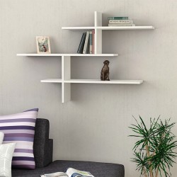 Ραφιέρα τοίχου Leo Megapap χρώμα λευκό 123x22x80εκ.
