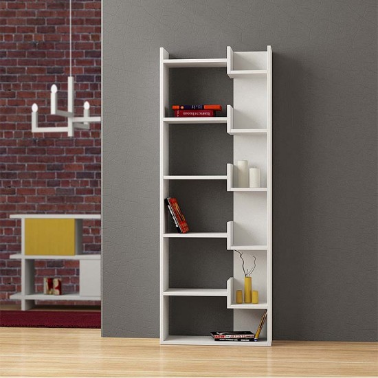 Βιβλιοθήκη Oppa Megapap χρώμα λευκό 60x22x162εκ.
