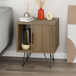 Κομοδίνο Glynn Megapap χρώμα ανοιχτό καρυδί 50,2x44,6x60εκ.