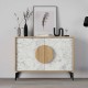 Μπουφές Gora Megapap χρώμα sapphire oak - λευκό εφέ μαρμάρου 110x35,6x82εκ.