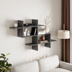 Ραφιέρα τοίχου Halic Megapap χρώμα ανθρακί 150x22x82εκ.