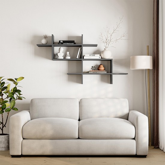 Ραφιέρα τοίχου Halic Megapap χρώμα ανθρακί 150x22x82εκ.