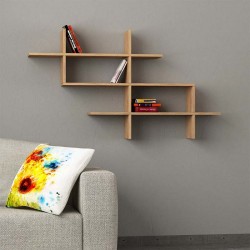 Ραφιέρα τοίχου Halic Megapap χρώμα sapphire oak 150x22x82εκ.