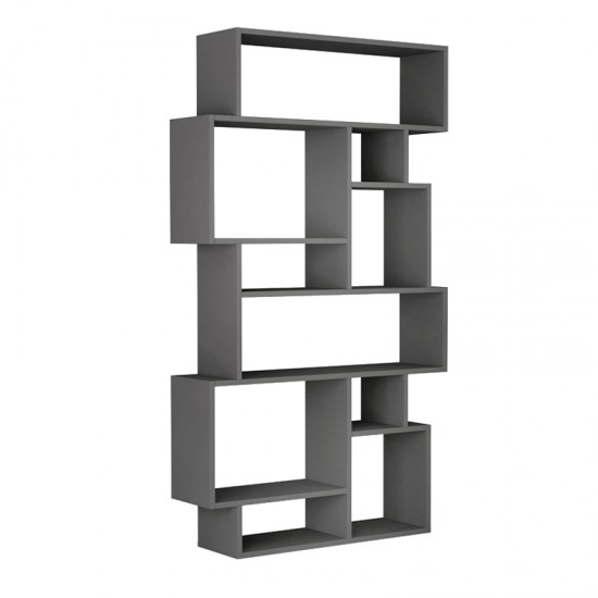 Βιβλιοθήκη Karmato Megapap χρώμα ανθρακί 96x25,5x168,5εκ.